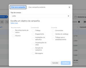 Objetivos campanhas facebook ads